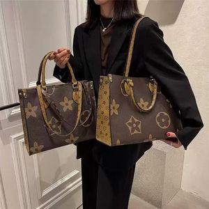 Designer väskor kvinnor handväskor monogram onthego gm mm pu äkta läder handväska handväska tote påse axel kors body väska