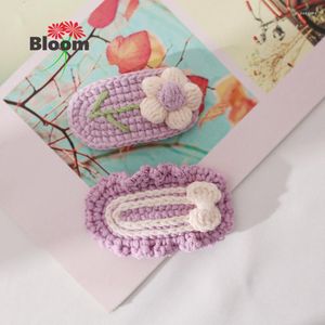 Hair Accessories Purple Sweet Girl Clip Knitted Decoration Finished Product Bow Flower Hand-made Pin