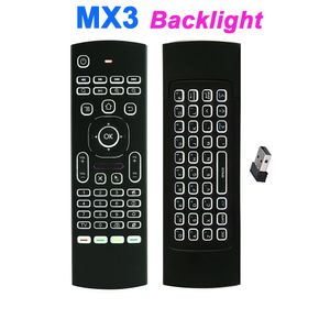 MX3 Backlight Wireless Keyboard With IR Learning 2.4G Wireless Remote Control Fly Air Mouse Backlit For Android TV Box PC i8 T3