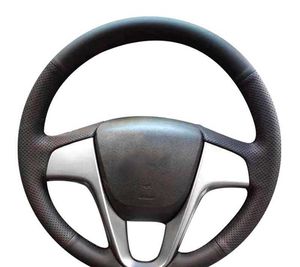Maßgeschneiderte Auto-Lenkradabdeckung aus Rindsleder für Hyundai Solaris 2010–2016, Verna 2010–2016, i20 2009–2015 Accent