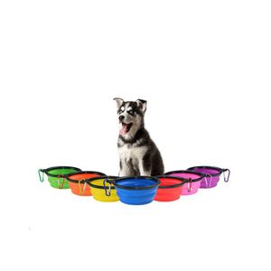 Ciotole per cani Ciotole pieghevoli Ciotola per cuccioli Sile Alimentazione portatile per animali domestici con fibbia per arrampicata Forniture per cani 8 colori Zwl437 Consegna a goccia H Otlyr