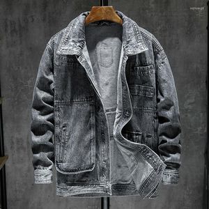 Erkek Ceketler Erkek Moda Vintage Denim Biker Ceket İnce Fit Retro Motosiklet Kot Palto Dış Giyim Düz Renk