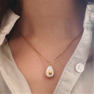 Carino acciaio al titanio 316L conchiglia di avocado collana di design donna placcato oro 18k catena a maglie girocollo collane con ciondolo da donna per ragazze adolescenti regalo di gioielli di moda