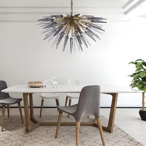 Lampade a sospensione Modern Smoke Grey Glass Sputnik Lampadario Illuminazione Sala da pranzo Tavolo da cucina Lampadari in ferro dorato Lustre Loft