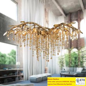 Moderna minimalistiska kristallkronor lustar Cristal Pendant Lamps G9 K9 Crystal Stor ljuskronor Belysning för hotelldeko