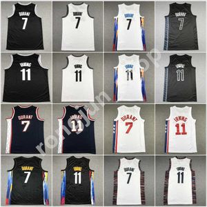 2022-23 Basketballtrikot 7 Durant Ed Stickerei Kyrie Kevin 11 Irving White Black Blue Herren Shirts