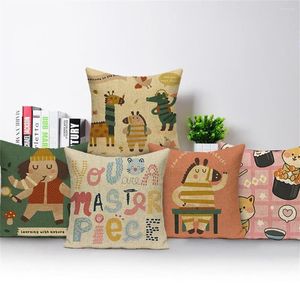 Pillow Cartoon Animal Style Pilow Caixa de linho de linho Decorativo Padrão de elefante travesseiros para travesseiros em casa beijenbezug 45 x