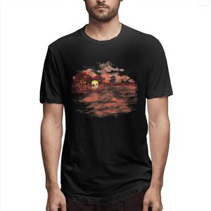Erkek Tişörtleri Müzikal Gün batımı Doğa Gitar Eşsiz Tees Kısa Kollu Yuvarlak Yuvarlak T-Shirt Pamuk Yetişkin Giysileri