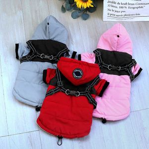 Dog Collars Leashes Warm Cotton Dog Clothes Winter Pet Clothing Jacket Reflective Harness Vest Thick Padded Dog Coat Overalls For Small Medium Dogs T221212