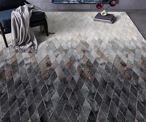 Tapijten ontwerper licht luxe zwart -wit grijs lederen print tapijten Noordse moderne woonkamer gradiënt geometrische vloermat6700310