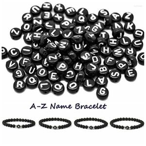 Strand Matt Naturstein DIY 26 Perlenbriefe Armbänder für Frauen Männer Mode Schmuck Name Freundschaft Lucky Bracelet Kinder