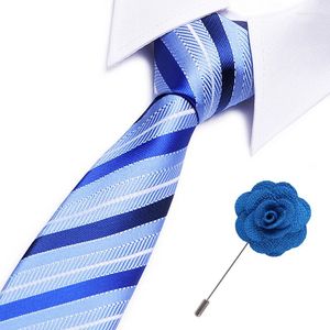 Kowądy 2PCS Casual Silk and Brooch Set Floral Slim For Men 7.5cm Różowy biały kaset Szare Szczepaj drukowana szyja