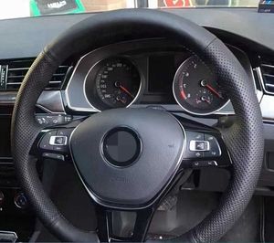 Car Steering Wheel Cover Genuine Leather Anti-Slip Braiding For Volkswagen VW Golf 7 Mk7 New Polo Passat B8 Tiguan Sharan Jetta