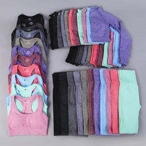Vital Seamless Sports Set 3 Pieses Yoga Suits For Women Gym Set 2 Piece Sportwear Workout Clothess Kits Legging Top Bra257e
