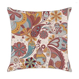Kudde bl￥ brun paisley t￤cker blommigt tryck hem dekorativt levande soffa fall utomhus camping kast 45x45 cm