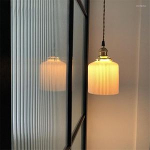 Подвесные лампы японская винтажная керамическая кроватка для спальни светильники скандинавские потолочные светильники чайная комната кафе кухонная лампа подвесная лампа