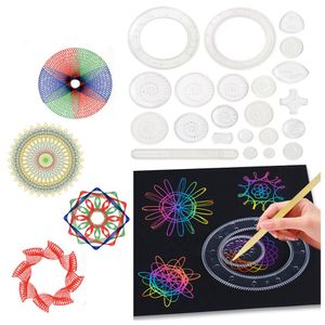 Educational Kids Toy 22pcs Spirograph Drawing Toys Set Interlocking Gears & Wheels Geometric Ruler Drawing Accessories Creative 1175