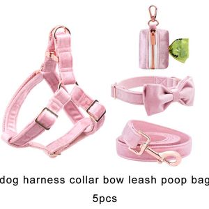 Dog Collars Leashes Pink Velvet Harness Basic Leash Adjustable Buckle Fabric for or Cat Personlized Collar T221212