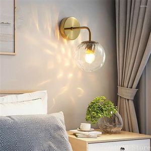 Lampa ścienna Nordic Golden Light American Luksusowa sypialnia nocna oświetlenie salon szklany lusterka łazienka