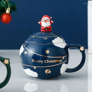 Muggar 400 ml jul med lockskedpar PACT Cup Tea Set Creative Large Capacity Cadeau Noel Coffeeware