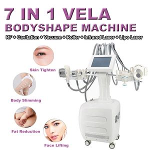 Lipolaser Machine Bodyshape Fat Reduction 7 IN 1 Vela Slimming Skin Tighten Cavitation RF Vacuum Roller Infrared Light Anti-wrinkle Facial Lift Beauty Equipment