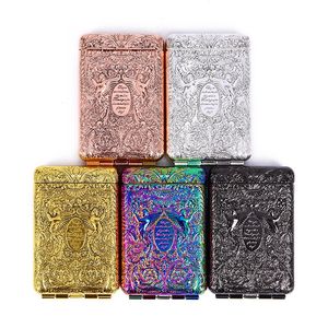 Latest Colorful Metal Alloy Cigarette Case Dry Herb Tobacco Holder Stash Storage Box Portable Innovative Open Style Smoking Container DHL