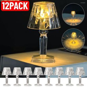 Bordslampor 1-12 st LED Crystal Desk Lamp Projektor Akryl Diamond Night Lights Bedside Lighting Light Bedroom Decorations