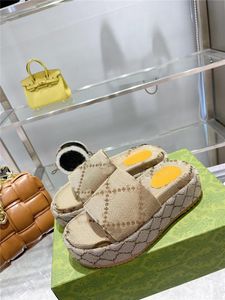 Designer Luxur Women's platform slide sandal Angelina Sandals Slippers Heel 5.5CM Brown With Box Dust Bag