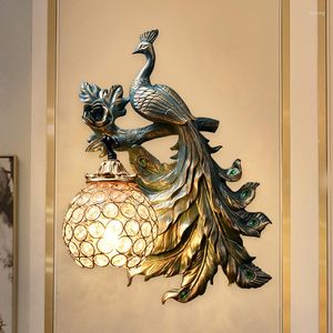 Duvar lambası Amerika Vintage Peacock Modern Yaratıcı Reçine Oturma Odası Endüstriyel Dekor Koridoru için LED Sconce