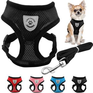 Collari per cani Guinzagli Mesh traspirante Pettorina e guinzaglio per cani di piccola taglia Set Puppy Cat Vest Collare per imbracatura per Chihuahua Pug Bulldog Cat arnes perro T221212