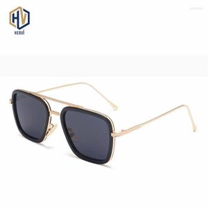 Sonnenbrille Fashion Square Sonnenbrille Männer Frauen Doppel Strahl Gewinde Metall Große Rahmen Gradienten Brillen UV400 Rahmen