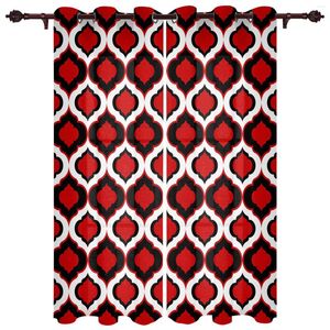 Tenda Rosso Nero Modello Marocchino Tende per Finestra per Soggiorno Camera da Letto Lusso Home Decor Mantovana Cucina