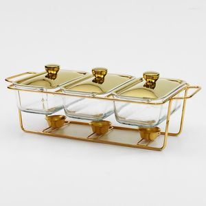 Piatti Scaldavivande in vetro di lusso per feste nuziali El Serving Gold Buffet Warmer