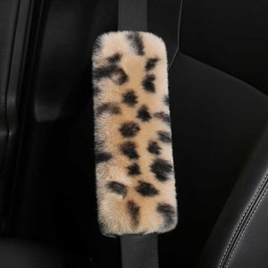 Säkerhetsbälten Tillbehör 1Pair Leopard Print Car Seat Belt Cover Winter Auto Protector Safety Protection Shoulder Pad Warm Interior Mjuk säkerhetsbälte TOBLE T221212