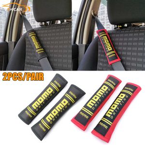 Safety Belts Accessories VEHICAR 2PCS Cotton Seat Belt Cover MOMO Style Racing Car Modified Car Seatbelt Safety Belt Cover Shoulder Pads Cover Universal T221212