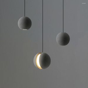 Lampy wiszące nordycka księżyc cement światło nowoczesne kreatywne jadalnia planeta kuchenna wisząca lampa restauracja kawiarnia przemysłowy