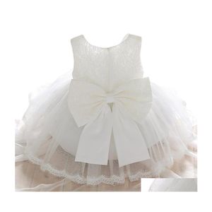 Abiti da ragazza Vestito da battesimo nato per bambina Bianco Prima festa di compleanno Indossare abiti da battesimo per bambini senza maniche carino Lj2 Dhouf