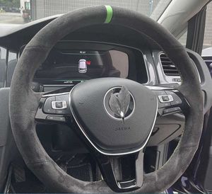 Customized Car Steering Wheel Cover Anti-Slip Black Suede For Volkswagen VW Golf 7 Mk7 Touran Up New Polo Jetta Passat B8 Tiguan