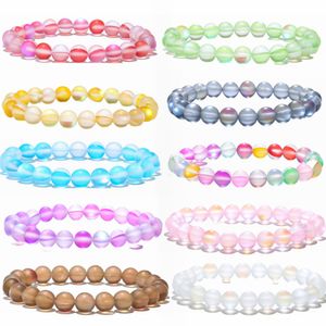 8mm Shining Moonstone P￤rlade armband F￤rgglada labradoritkristallarmband f￶r kvinnor M￤n par armband smycken