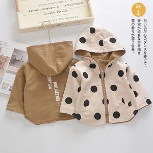 Jacken Mode Frühling Herbst Kinder Doppelseitige Windjacke Für Baby Jungen Mädchen Polka Dot Druck Reißverschluss Mit Kapuze Oberbekleidung