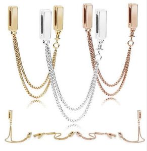 2018 Nouvelles r￩flexions cha￮nes flottantes Cha￮ne de s￩curit￩ 100 925 Sterling Silver Beads Fit Pandora Bracelet Gift Diy Jewelry2006912