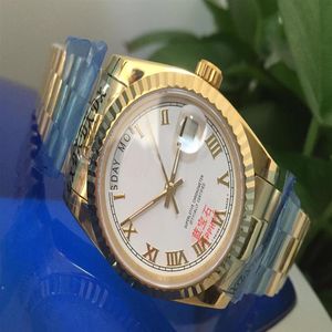 Sälj Mens Watches Watches 40 MM 228239 228238 Datum President 18K Yellow Gold White Roman Asia 2813 Automatisk mekanisk M293R