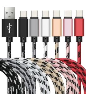 Cavo Micro USB in tessuto da 1 m 2 m 3 m Adattatore dati per telefono di ricarica rapida Tipo C Cavo per caricabatterie da 3 piedi 10 piedi per telefono cellulare 6 8