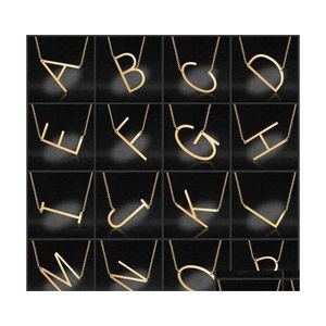 Pendant Necklaces Large Alphabet Necklace Fashion Personalized Gold Big Letter Chain Stainless Steel Az Jewelry For Women Drop Deliv Dhidy