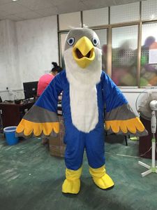 Pelliccia lunga Blu Bianco Uccello Fursuit Costume Mascotte Furry Walking Vestiti Abito Anime Tuta Halloween Xmas Parade Suits