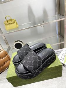 Designer Luxur Women's platform slide sandal Angelina Sandals Slippers Heel 5.5CM Gray With Box Dust Bag