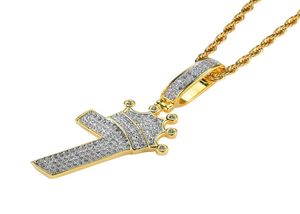 Mode nummer 7 diamanten hanglagers kettingen voor mannen vrouwen nummers luxe ketting echt goud vergulde koperen zirkonen ketting verjaardag 1687119