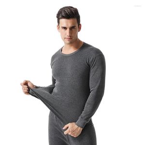 Men's Thermal Underwear Men Fleece Lined Set Mens Winter Keep Warm Round Neck Long Johns 2Pcs Thicken Thermo Shirts & Bottoms Suit