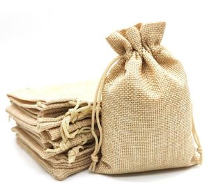 3х4 -дюймовые подарочные пакеты с мешковиной с шнуркой для переработки льняных мешков для свадебных судоходных судов.