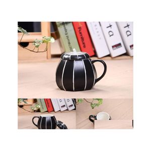 Other Drinkware Ceramic Mugs With Lid Creative Color Tea Cups Halloween Thanksgiving Day Pumpkin Cup Gift For Family Dinner 4 Styles Ot2Pi